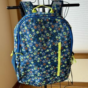 Flowered backpack in blue and yellow NWOT